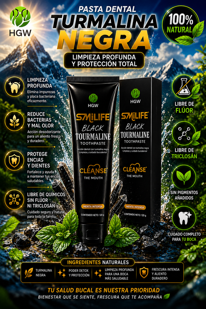 Kit x 2 Und. Pasta Dental Natural Black Tourmaline Toothapaste SIN FLUOR