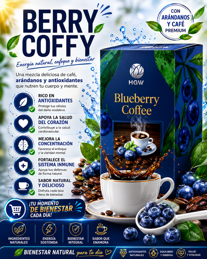 Café Soluble con Arándanos HGW (Pack x2) | Energía y Antioxidantes en Cada Taza.